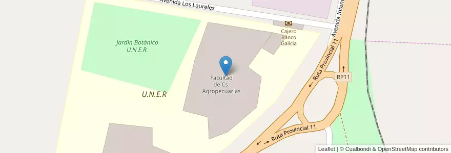 Mapa de ubicacion de Facultad de Cs. Agropecuarias en 阿根廷, 恩特雷里奥斯省, Departamento Paraná, Distrito Sauce, Oro Verde.