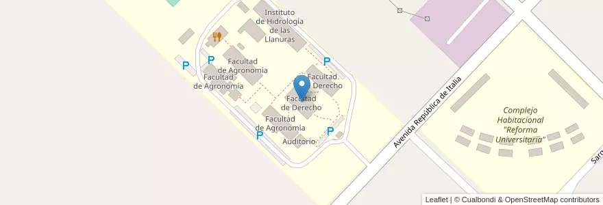 Mapa de ubicacion de Facultad de Derecho en アルゼンチン, ブエノスアイレス州, Partido De Azul.