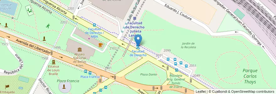 Mapa de ubicacion de Facultad de Derecho, Recoleta en Argentinien, Ciudad Autónoma De Buenos Aires, Comuna 2, Buenos Aires.