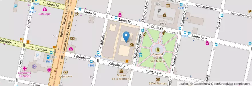 Mapa de ubicacion de Facultad de Derecho en Argentine, Santa Fe, Departamento Rosario, Municipio De Rosario, Rosario.