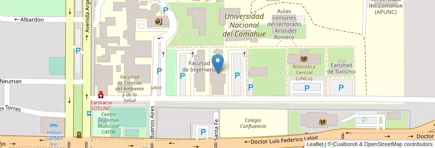 Mapa de ubicacion de Facultad de Economía en Argentinien, Chile, Provinz Neuquén, Departamento Confluencia, Municipio De Neuquén, Neuquén.
