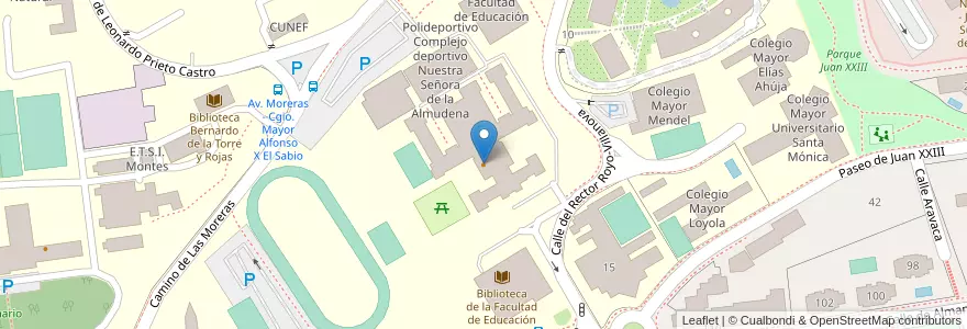 Mapa de ubicacion de Facultad de Educación en Spanien, Autonome Gemeinschaft Madrid, Autonome Gemeinschaft Madrid, Área Metropolitana De Madrid Y Corredor Del Henares, Madrid.