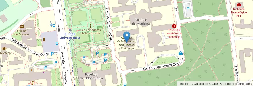 Mapa de ubicacion de Facultad de Enfermería, Fisioterapia y Podología en إسبانيا, منطقة مدريد, منطقة مدريد, Área Metropolitana De Madrid Y Corredor Del Henares, مدريد.