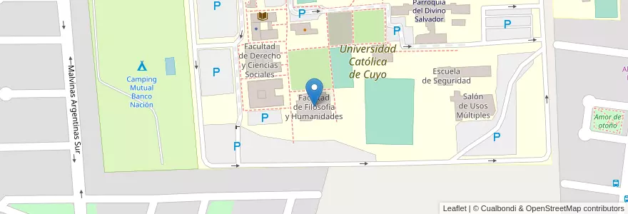 Mapa de ubicacion de Facultad de Filosofía y Humanidades en Argentine, San Juan, Chili, Rivadavia.
