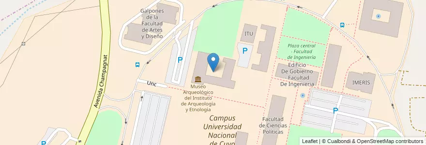 Mapa de ubicacion de Facultad de Filosofía y Letras (FFyL) en Argentinië, Chili, Mendoza, Departamento Capital, Ciudad De Mendoza.