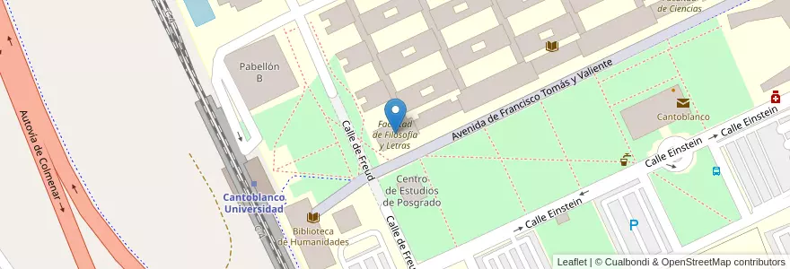 Mapa de ubicacion de Facultad de Filosofía y Letras en Spanje, Comunidad De Madrid, Comunidad De Madrid, Área Metropolitana De Madrid Y Corredor Del Henares, Madrid.