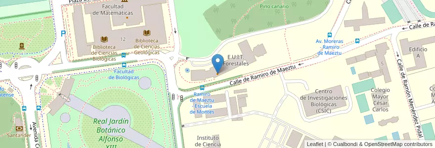 Mapa de ubicacion de Facultad de Forestales en 스페인, Comunidad De Madrid, Comunidad De Madrid, Área Metropolitana De Madrid Y Corredor Del Henares, 마드리드.