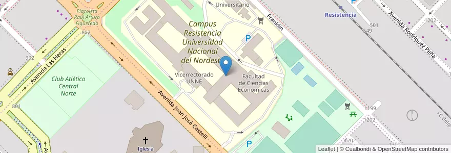 Mapa de ubicacion de Facultad de Humanidades UNNE en الأرجنتين, Chaco, Departamento San Fernando, Resistencia, Resistencia.