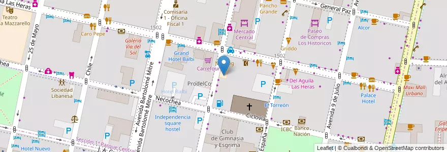 Mapa de ubicacion de Facultad de Humanidades y Ciencias de la Educación - UCA en آرژانتین, شیلی, Mendoza, Departamento Capital, Ciudad De Mendoza.
