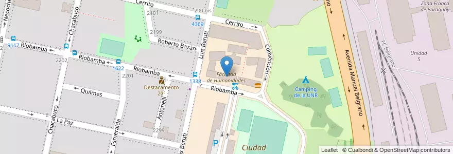Mapa de ubicacion de Facultad de Humanidades en 아르헨티나, Santa Fe, Departamento Rosario, Municipio De Rosario, 로사리오.