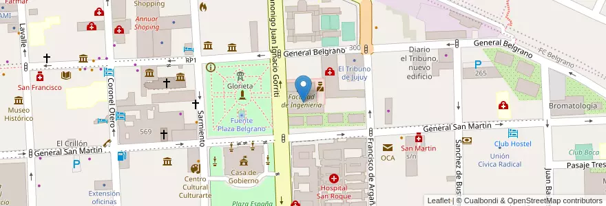 Mapa de ubicacion de Facultad de Ingenieria en アルゼンチン, フフイ州, Departamento Doctor Manuel Belgrano, Municipio De San Salvador De Jujuy.