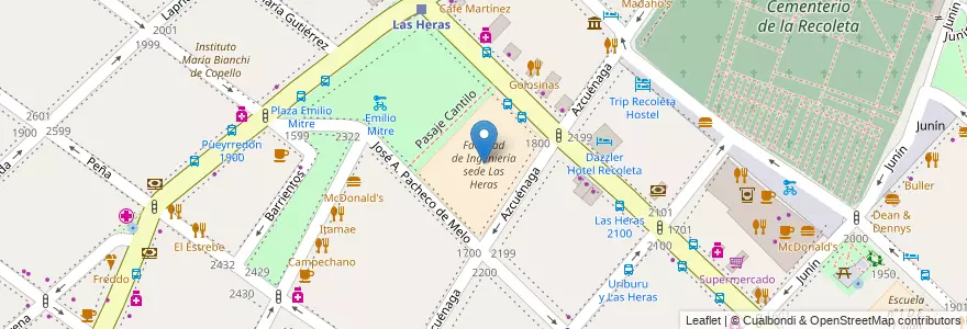 Mapa de ubicacion de Facultad de Ingeniería sede Las Heras, Recoleta en الأرجنتين, Ciudad Autónoma De Buenos Aires, Comuna 2, Buenos Aires.