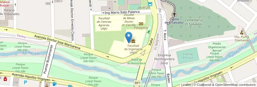 Mapa de ubicacion de Facultad de Ingeniería UNJU en 아르헨티나, Jujuy, Departamento Doctor Manuel Belgrano, Municipio De San Salvador De Jujuy.
