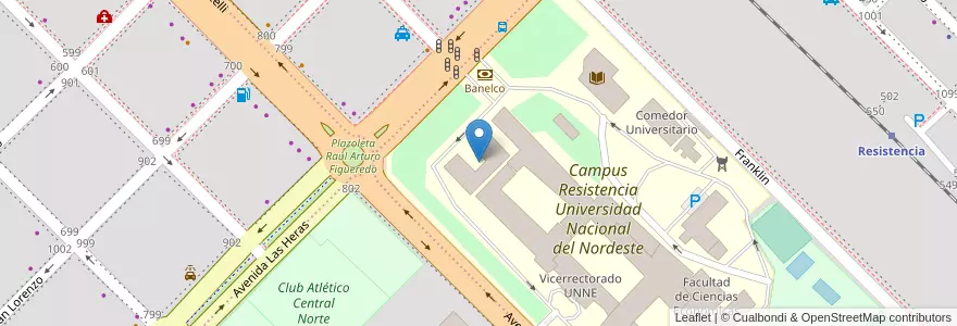 Mapa de ubicacion de Facultad de Ingeniería UNNE en Argentinië, Chaco, Departamento San Fernando, Resistencia, Resistencia.
