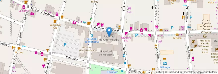 Mapa de ubicacion de Facultad de Odontologia, Recoleta en アルゼンチン, Ciudad Autónoma De Buenos Aires, Comuna 2, ブエノスアイレス.