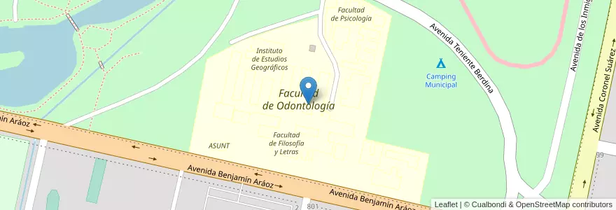 Mapa de ubicacion de Facultad de Odontología en アルゼンチン, トゥクマン州, San Miguel De Tucumán, Departamento Capital, San Miguel De Tucumán.