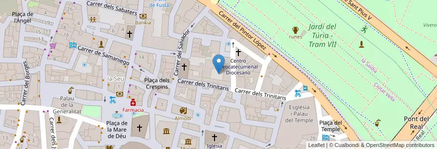 Mapa de ubicacion de Facultad de Teología San Vicente Ferrer en スペイン, バレンシア州, València / Valencia, Comarca De València, València.