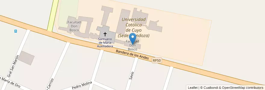 Mapa de ubicacion de Facultad Don Bosco en 아르헨티나, 칠레, Mendoza, Departamento Maipú, Distrito Rodeo Del Medio, Rodeo Del Medio.