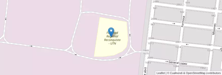 Mapa de ubicacion de Facultad Regional Reconquista - UTN en 阿根廷, Santa Fe, Departamento General Obligado, Municipio De Reconquista, Reconquista.