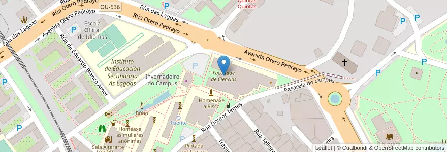 Mapa de ubicacion de Facultade de Ciencias en スペイン, ガリシア州, オウレンセ, Ourense, オウレンセ.