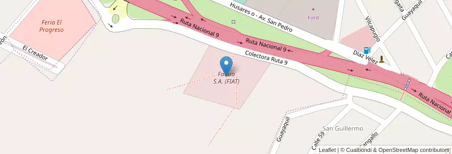 Mapa de ubicacion de Fadua S.A. (FIAT) en الأرجنتين, Jujuy, Departamento Doctor Manuel Belgrano, Municipio De San Salvador De Jujuy.