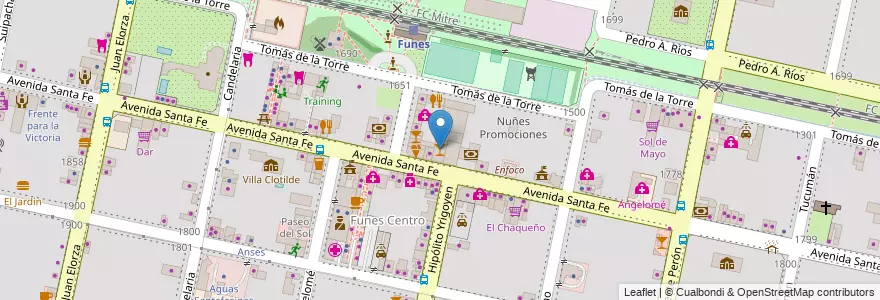 Mapa de ubicacion de Fahoma en Argentinië, Santa Fe, Departamento Rosario, Municipio De Funes, Funes.