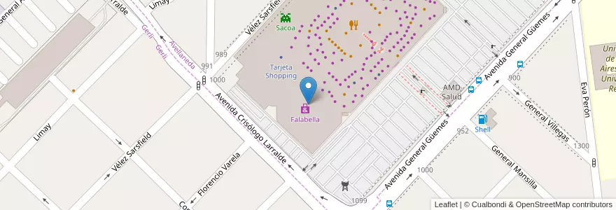 Mapa de ubicacion de Falabella en Arjantin, Buenos Aires, Partido De Avellaneda.