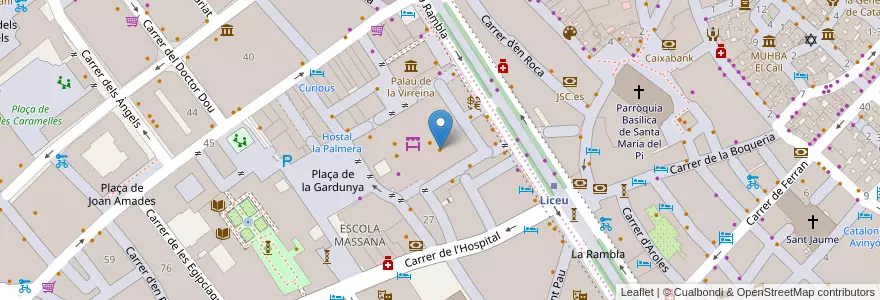 Mapa de ubicacion de Falafel Boqueria en 西班牙, Catalunya, Barcelona, Barcelonès, Barcelona.