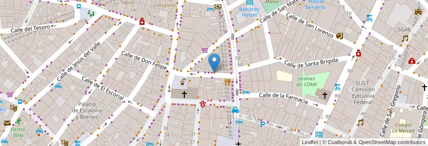 Mapa de ubicacion de Falafeleria en إسبانيا, منطقة مدريد, منطقة مدريد, Área Metropolitana De Madrid Y Corredor Del Henares, مدريد.
