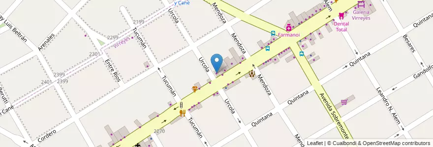 Mapa de ubicacion de Falerna en Arjantin, Buenos Aires, Partido De San Fernando, Victoria.