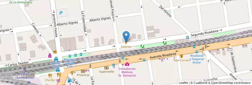 Mapa de ubicacion de Falerna en Arjantin, Buenos Aires, Partido De Morón, Haedo.