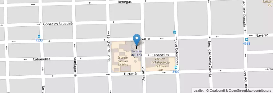 Mapa de ubicacion de Familia de Dios en アルゼンチン, サンタフェ州, Departamento Rosario, Municipio De Rosario, ロサリオ.