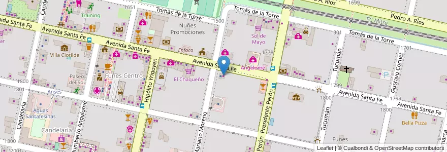 Mapa de ubicacion de Fanelli en Argentinië, Santa Fe, Departamento Rosario, Municipio De Funes, Funes.