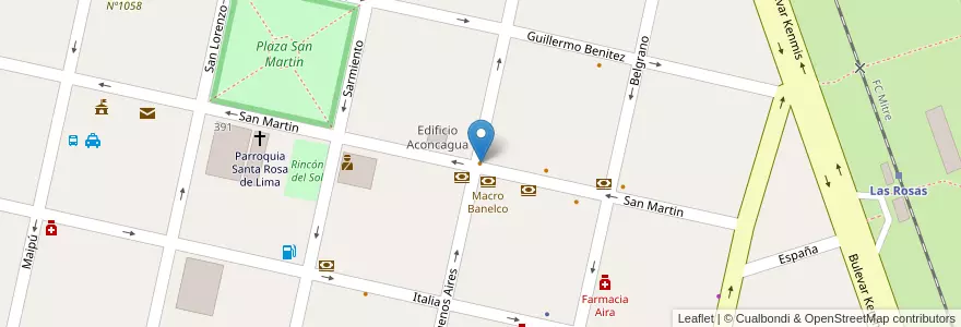 Mapa de ubicacion de Fantasio en 阿根廷, Santa Fe, Departamento Belgrano, Municipio De Las Rosas.