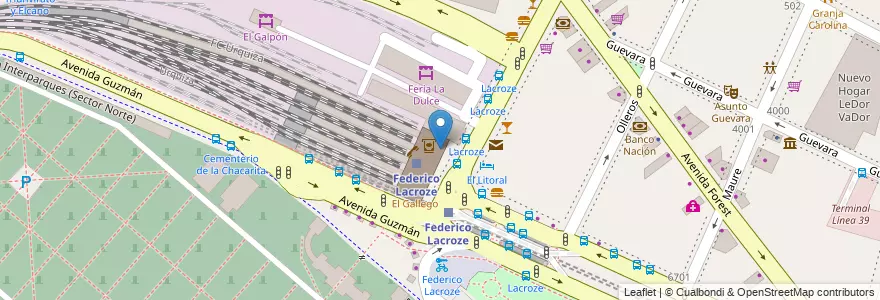 Mapa de ubicacion de Faraday, Chacarita en アルゼンチン, Ciudad Autónoma De Buenos Aires, ブエノスアイレス, Comuna 15.