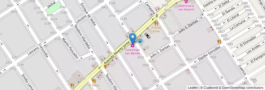 Mapa de ubicacion de Faramcias San Benito, Villa Santa Rita en 아르헨티나, Ciudad Autónoma De Buenos Aires, 부에노스아이레스, Comuna 11.
