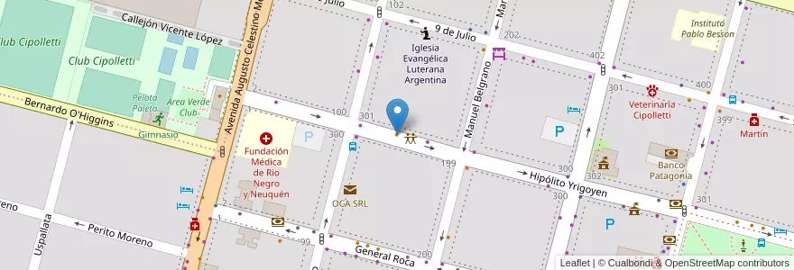 Mapa de ubicacion de Faraón Bar en Argentina, Chile, Río Negro, Cipolletti, Departamento General Roca.