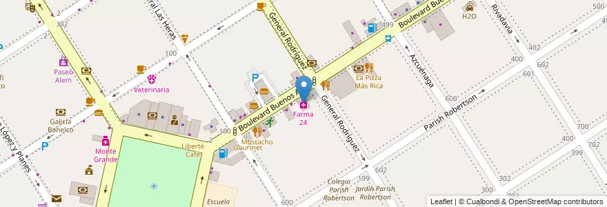 Mapa de ubicacion de Farma 24 en アルゼンチン, ブエノスアイレス州, Partido De Esteban Echeverría, Monte Grande.