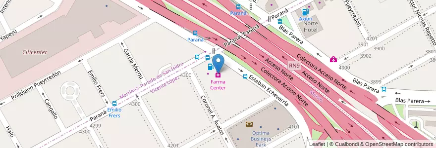 Mapa de ubicacion de Farma Center en الأرجنتين, بوينس آيرس, Partido De San Isidro.