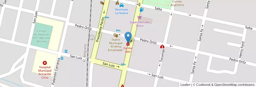 Mapa de ubicacion de Farma Gen en 아르헨티나, Córdoba, Departamento Punilla, Pedanía Rosario, Municipio De Cosquín, Cosquín.