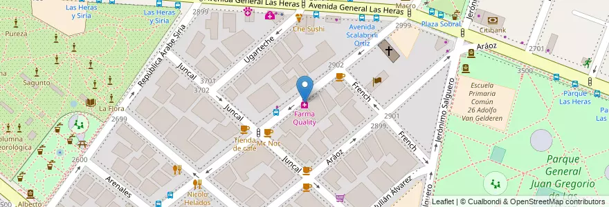 Mapa de ubicacion de Farma Quality, Palermo en Аргентина, Буэнос-Айрес, Буэнос-Айрес, Comuna 14.