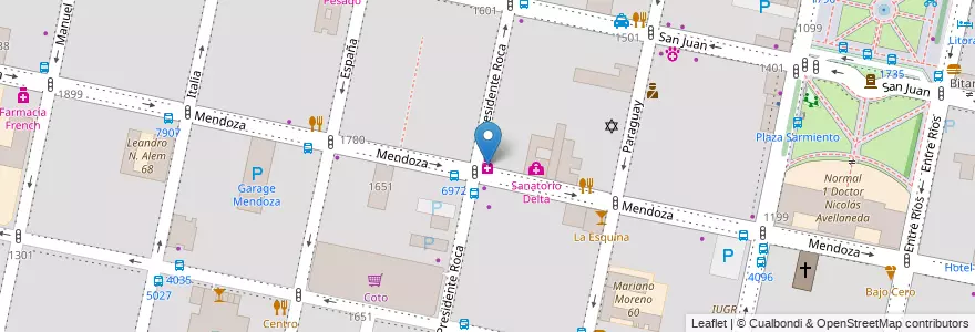Mapa de ubicacion de Farma Shop en Argentina, Santa Fe, Departamento Rosario, Municipio De Rosario, Rosário.