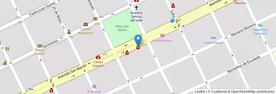 Mapa de ubicacion de Farmacenter en Argentinien, Chaco, Departamento General Güemes, Municipio De Juan José Castelli, Juan José Castelli, Juan Jose Castelli.