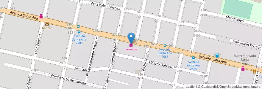 Mapa de ubicacion de Farmacia en الأرجنتين, Córdoba, Departamento Capital, Pedanía Capital, Córdoba, Municipio De Córdoba.