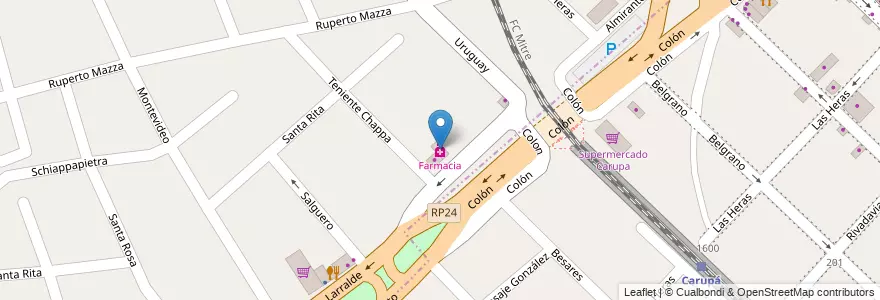 Mapa de ubicacion de Farmacia en Arjantin, Buenos Aires, Partido De San Fernando, San Fernando.