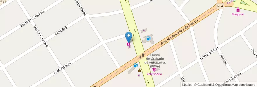 Mapa de ubicacion de Farmacia en 阿根廷, 布宜诺斯艾利斯省, Partido De Quilmes, Villa La Florida.