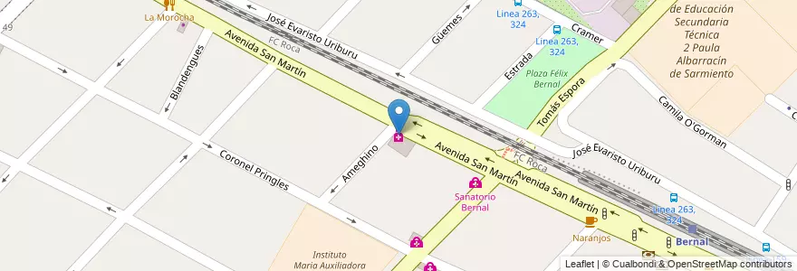 Mapa de ubicacion de Farmacia en Argentina, Buenos Aires, Partido De Quilmes, Bernal.