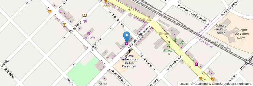 Mapa de ubicacion de Farmacia en Arjantin, Buenos Aires, Partido De Malvinas Argentinas, Los Polvorines.