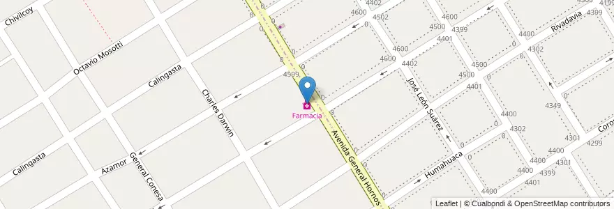 Mapa de ubicacion de Farmacia en Arjantin, Buenos Aires, Partido De Lomas De Zamora, Villa Fiorito.