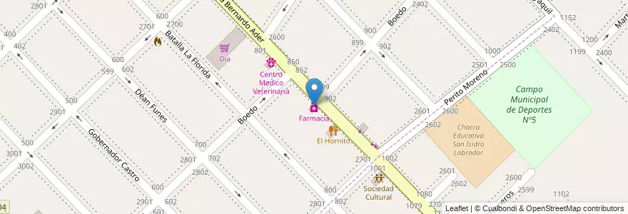 Mapa de ubicacion de Farmacia en 阿根廷, 布宜诺斯艾利斯省, Partido De San Isidro, Boulogne Sur Mer.